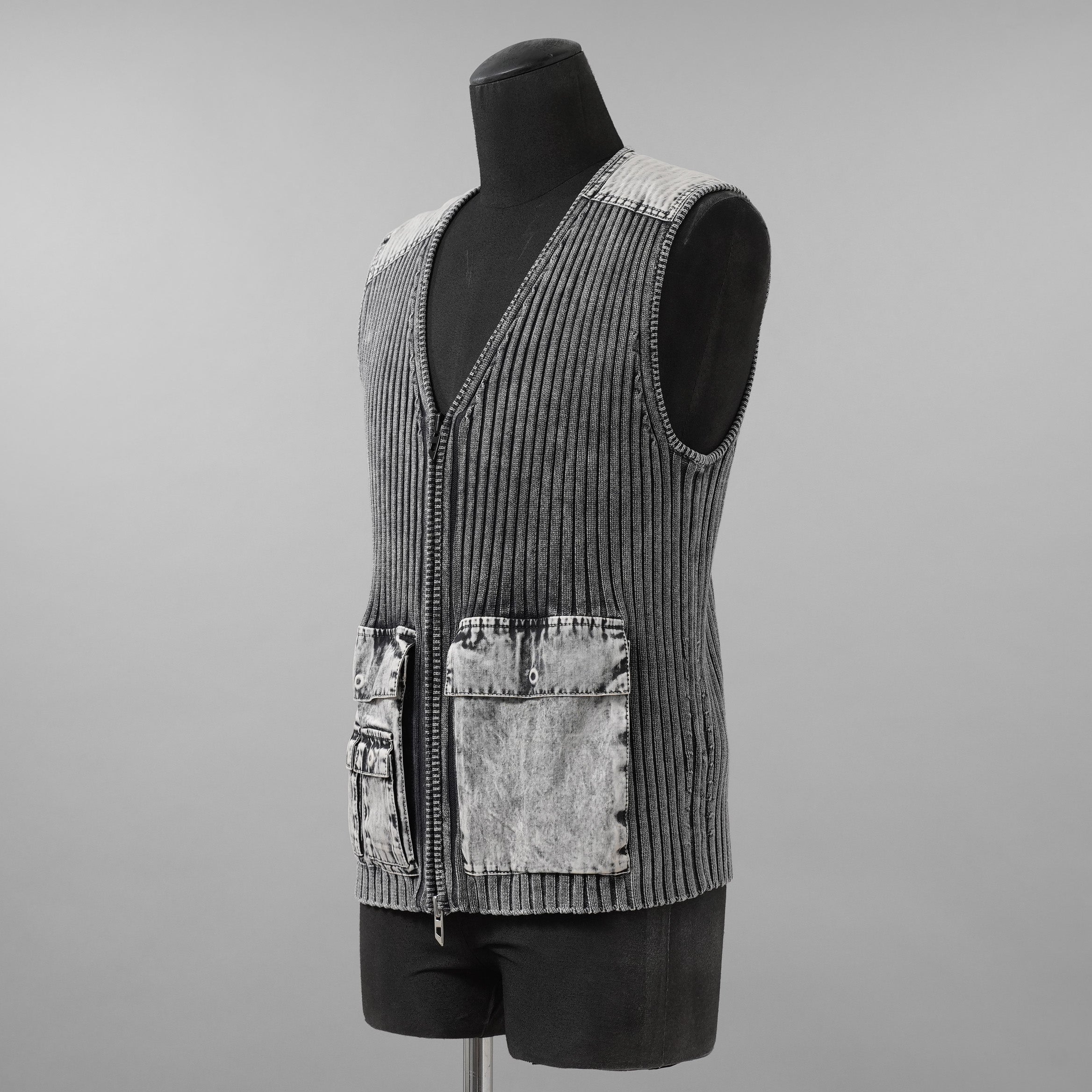DIESEL ディーゼル / 美品 24AW K-MARGIE リブニット ジップ アップベスト / A168700QMAN / size XS (GRAY)