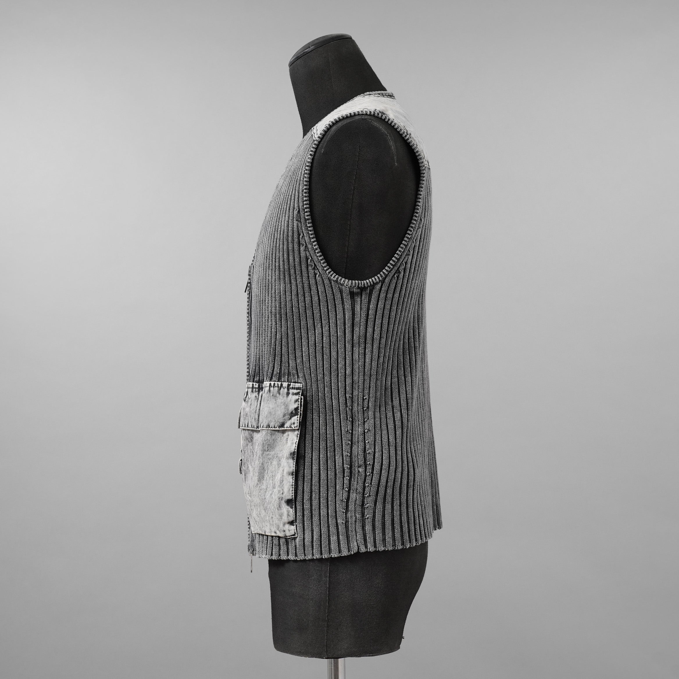 DIESEL ディーゼル / 美品 24AW K-MARGIE リブニット ジップ アップベスト / A168700QMAN / size XS (GRAY)