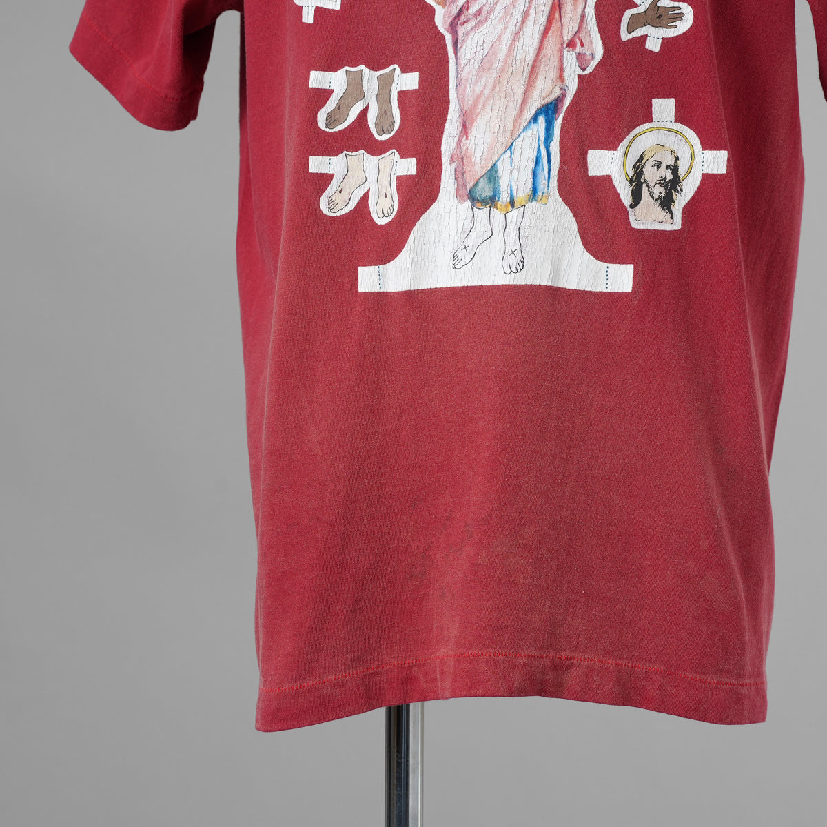 SAINT Mxxxxxx × DENIM TEARS セントマイケル / 美品 21AW Saint Tears ジーザス ヴィンテージ加工Tシャツ 半袖Tシャツ / SM-A21-0000-045 / size XL (RED) 352144-in-ue