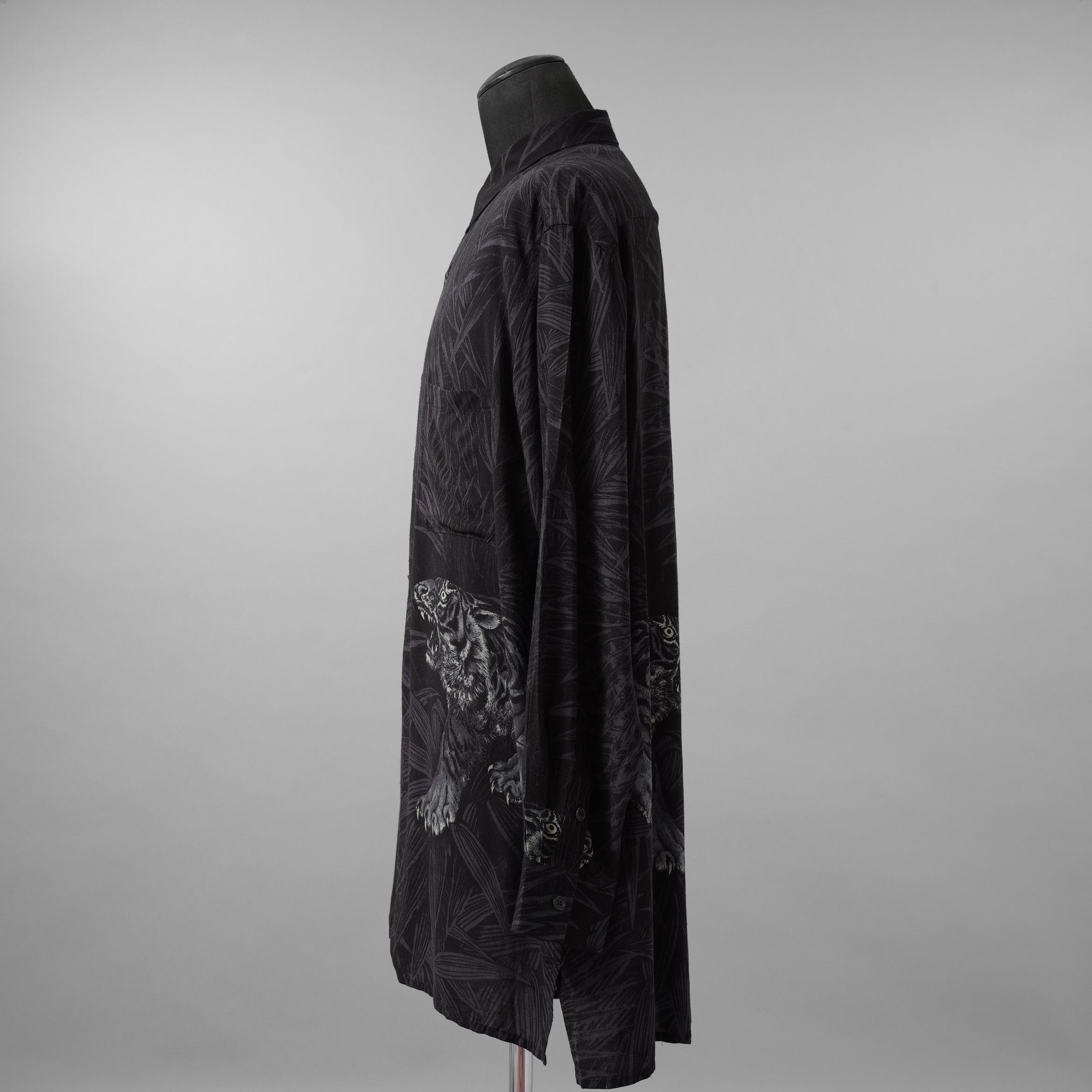 BLACK Scandal Yohji Yamamoto ヨウジヤマモト / 美品 22AW TIGER PRINT BLOUSE タイガープリントブラウス / 長袖シャツ / HE-Y31-217 / size 2 (BLACK)