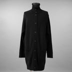 YOHJI YAMAMOTO POUR HOMME ヨウジヤマモト プールオム / 美品 23AW 7G JERSEY 3G RIB DESIGNED NECK LONG CARDIGAN ロング ニット カーディガン / HO-K83-186 / size 3 (BLACK)