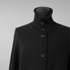 YOHJI YAMAMOTO POUR HOMME ヨウジヤマモト プールオム / 美品 23AW 7G JERSEY 3G RIB DESIGNED NECK LONG CARDIGAN ロング ニット カーディガン / HO-K83-186 / size 3 (BLACK)