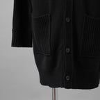 YOHJI YAMAMOTO POUR HOMME ヨウジヤマモト プールオム / 美品 23AW 7G JERSEY 3G RIB DESIGNED NECK LONG CARDIGAN ロング ニット カーディガン / HO-K83-186 / size 3 (BLACK)