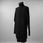 YOHJI YAMAMOTO POUR HOMME ヨウジヤマモト プールオム / 美品 23AW 7G JERSEY 3G RIB DESIGNED NECK LONG CARDIGAN ロング ニット カーディガン / HO-K83-186 / size 3 (BLACK)