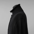 YOHJI YAMAMOTO POUR HOMME ヨウジヤマモト プールオム / 美品 23AW 7G JERSEY 3G RIB DESIGNED NECK LONG CARDIGAN ロング ニット カーディガン / HO-K83-186 / size 3 (BLACK)