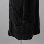 YOHJI YAMAMOTO POUR HOMME ヨウジヤマモト プールオム / 美品 23AW 7G JERSEY 3G RIB DESIGNED NECK LONG CARDIGAN ロング ニット カーディガン / HO-K83-186 / size 3 (BLACK)