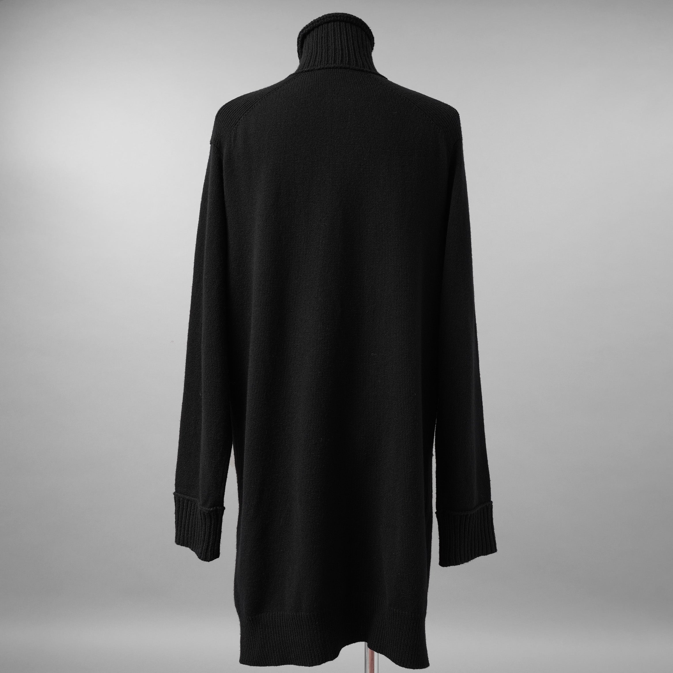 YOHJI YAMAMOTO POUR HOMME ヨウジヤマモト プールオム / 美品 23AW 7G JERSEY 3G RIB DESIGNED NECK LONG CARDIGAN ロング ニット カーディガン / HO-K83-186 / size 3 (BLACK)
