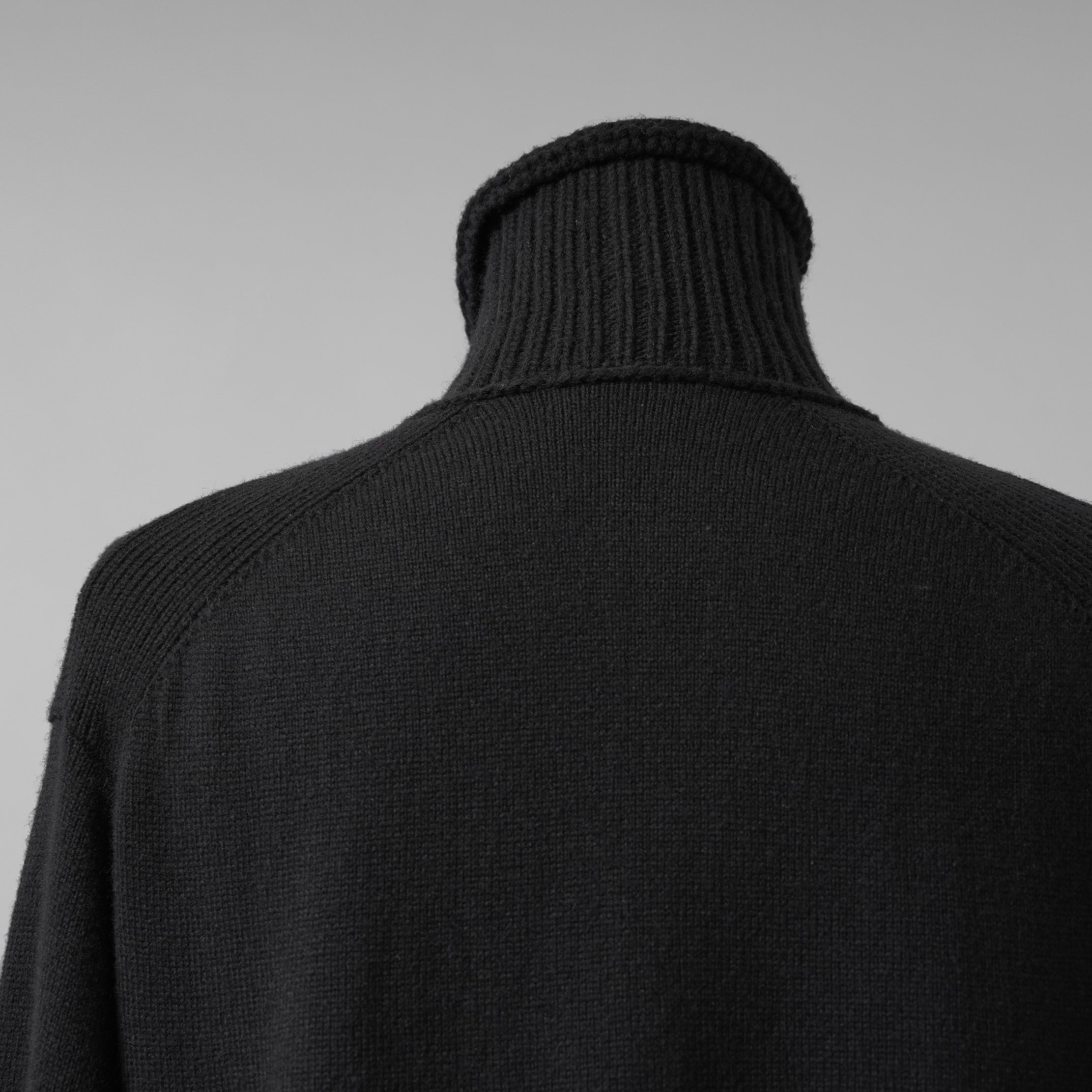 YOHJI YAMAMOTO POUR HOMME ヨウジヤマモト プールオム / 美品 23AW 7G JERSEY 3G RIB DESIGNED NECK LONG CARDIGAN ロング ニット カーディガン / HO-K83-186 / size 3 (BLACK)
