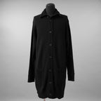 YOHJI YAMAMOTO POUR HOMME ヨウジヤマモト プールオム / 美品 23AW 7G JERSEY 3G RIB DESIGNED NECK LONG CARDIGAN ロング ニット カーディガン / HO-K83-186 / size 3 (BLACK)