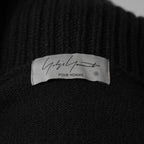 YOHJI YAMAMOTO POUR HOMME ヨウジヤマモト プールオム / 美品 23AW 7G JERSEY 3G RIB DESIGNED NECK LONG CARDIGAN ロング ニット カーディガン / HO-K83-186 / size 3 (BLACK)
