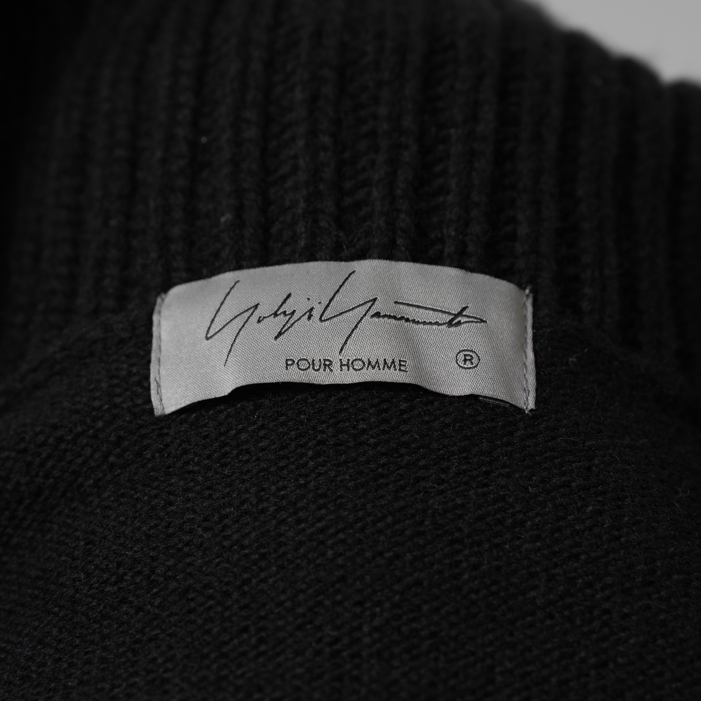 YOHJI YAMAMOTO POUR HOMME ヨウジヤマモト プールオム / 美品 23AW 7G JERSEY 3G RIB DESIGNED NECK LONG CARDIGAN ロング ニット カーディガン / HO-K83-186 / size 3 (BLACK)