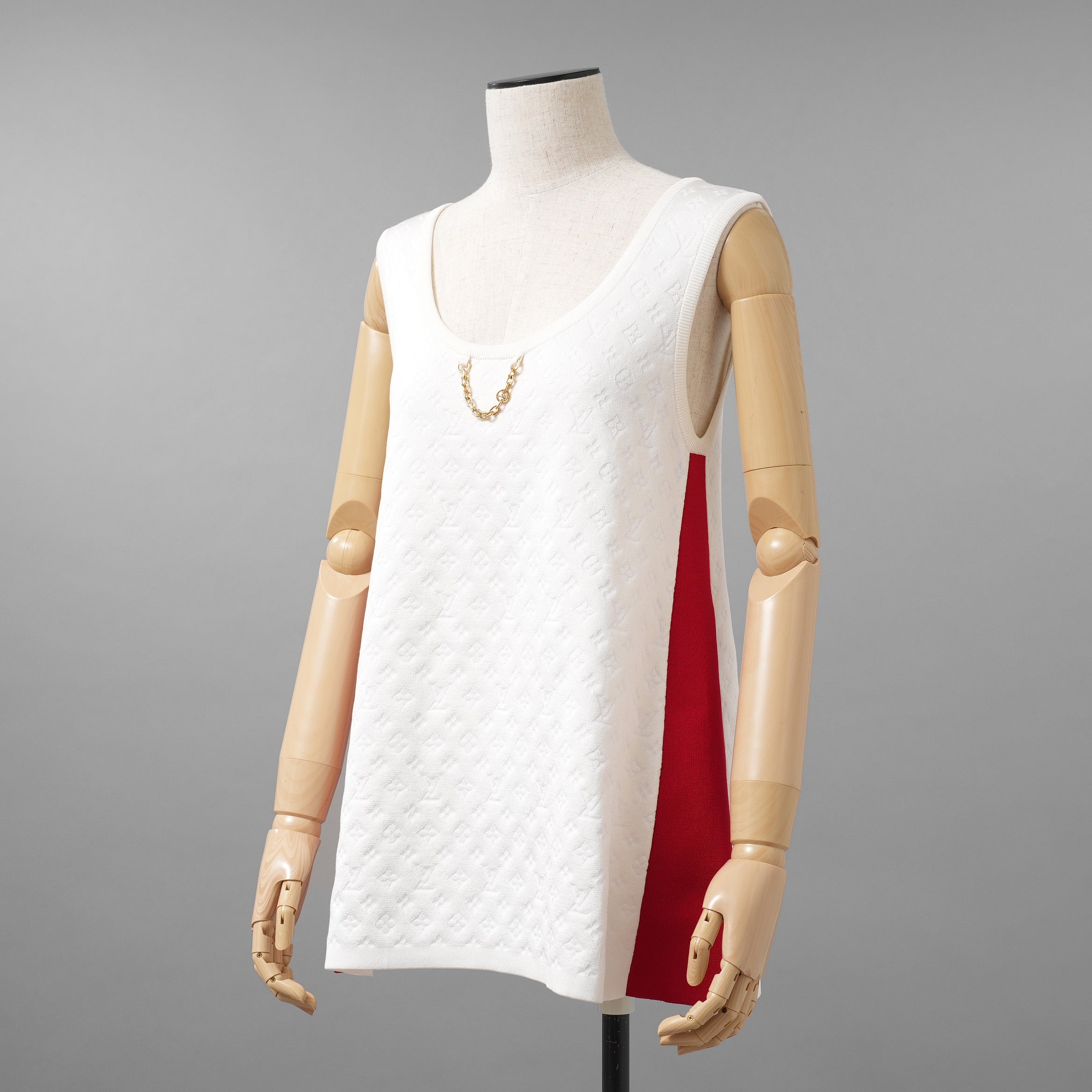 LOUIS VUITTON ルイヴィトン / 22SS モノグラム タンクトップ シルク×ナイロン / RW221B / size M （WHITE x RED）レディース