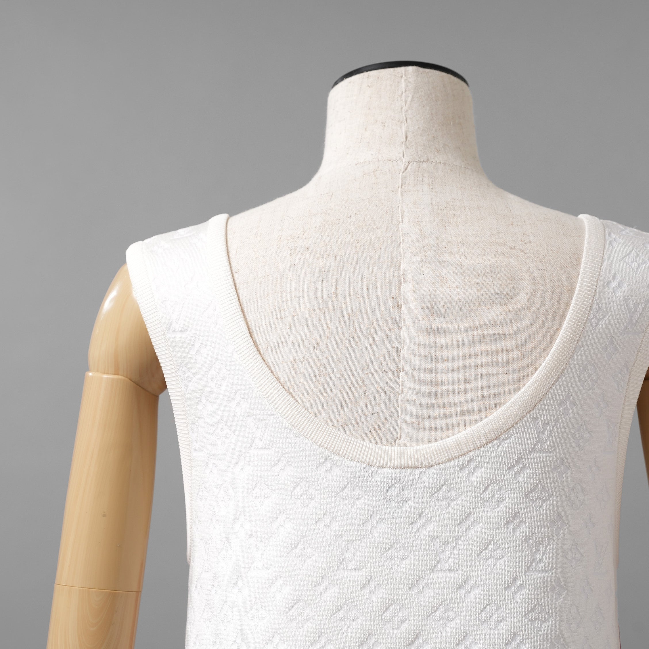 LOUIS VUITTON ルイヴィトン / 22SS モノグラム タンクトップ シルク×ナイロン / RW221B / size M （WHITE x RED）レディース