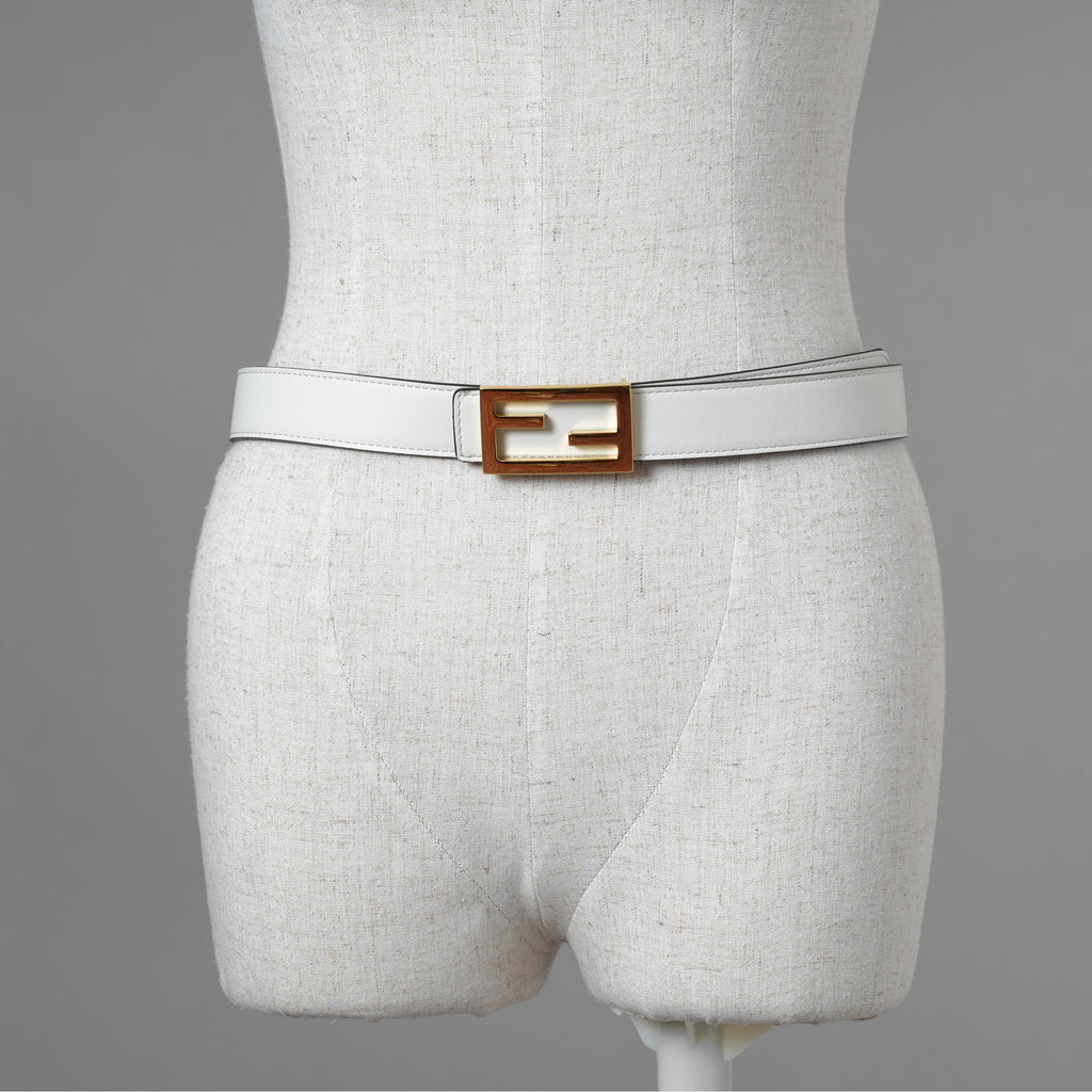 FENDI フェンディ / 美品 FF バックル リバーシブル レザーベルト アクセサリー / WHITE × BROWN レディース 352141-izm