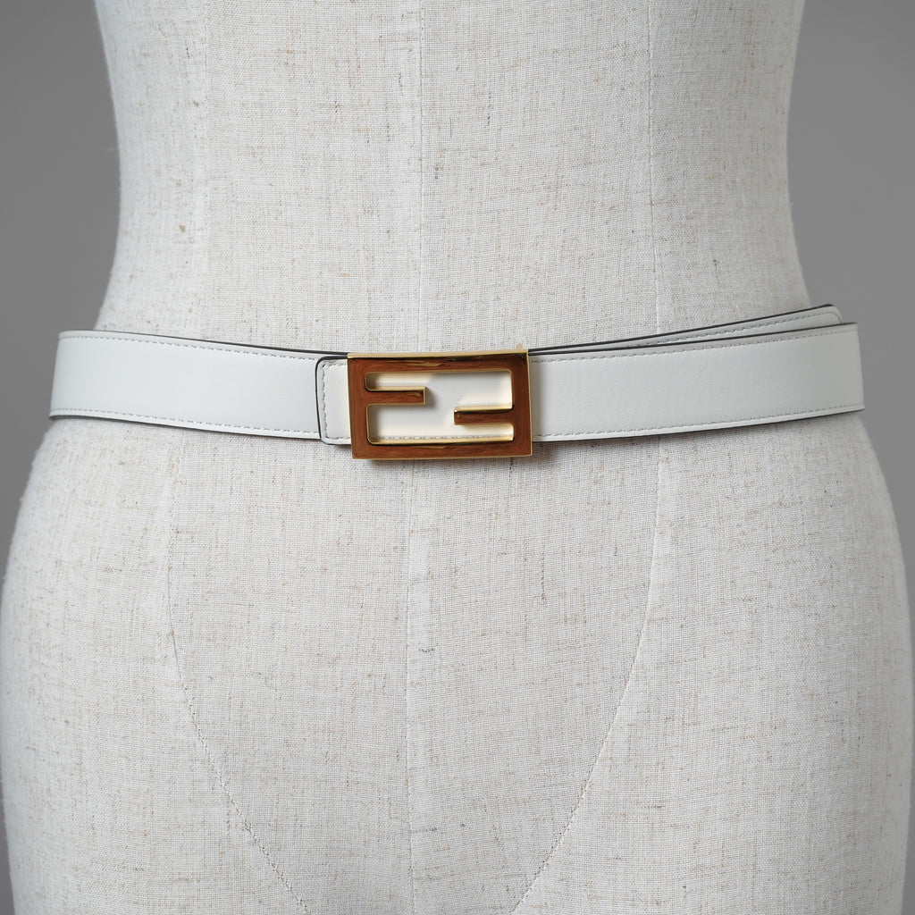 FENDI フェンディ / 美品 FF バックル リバーシブル レザーベルト アクセサリー / WHITE × BROWN レディース 352141-izm