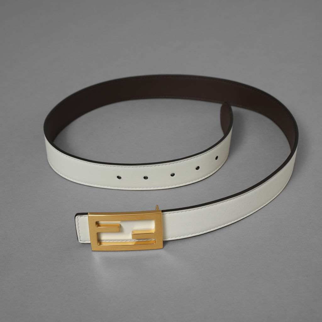 FENDI フェンディ / 美品 FF バックル リバーシブル レザーベルト アクセサリー / WHITE × BROWN レディース 352141-izm