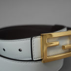 FENDI フェンディ / 美品 FF バックル リバーシブル レザーベルト アクセサリー / WHITE × BROWN レディース 352141-izm