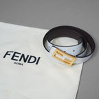 FENDI フェンディ / 美品 FF バックル リバーシブル レザーベルト アクセサリー / WHITE × BROWN レディース 352141-izm