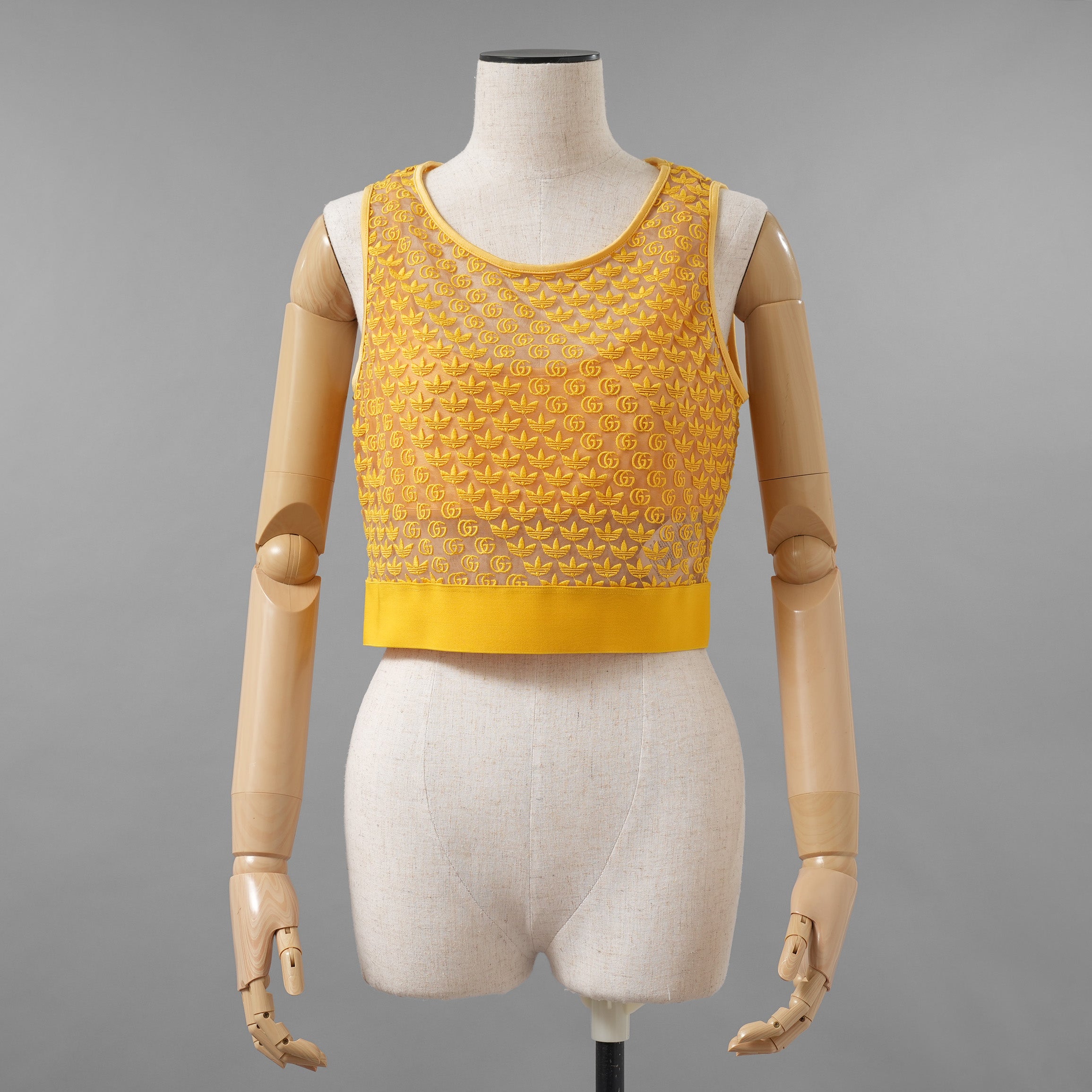 GUCCI × adidas グッチ × アディダス コラボ / 美品 22SS GG Tulle Top Yellow チュールトップ タンクトップ / size L (YELLOW) レディース