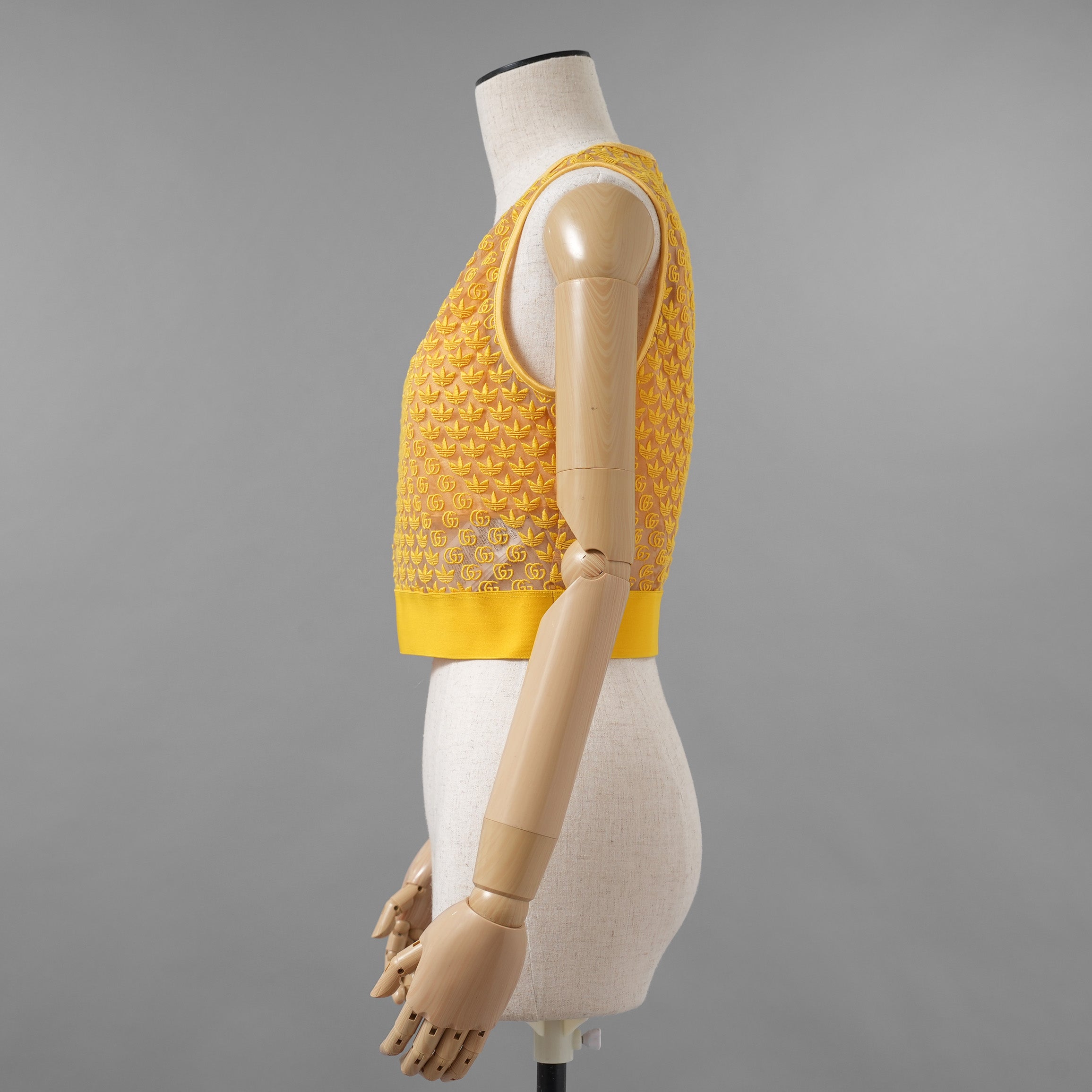 GUCCI × adidas グッチ × アディダス コラボ / 美品 22SS GG Tulle Top Yellow チュールトップ タンクトップ / size L (YELLOW) レディース