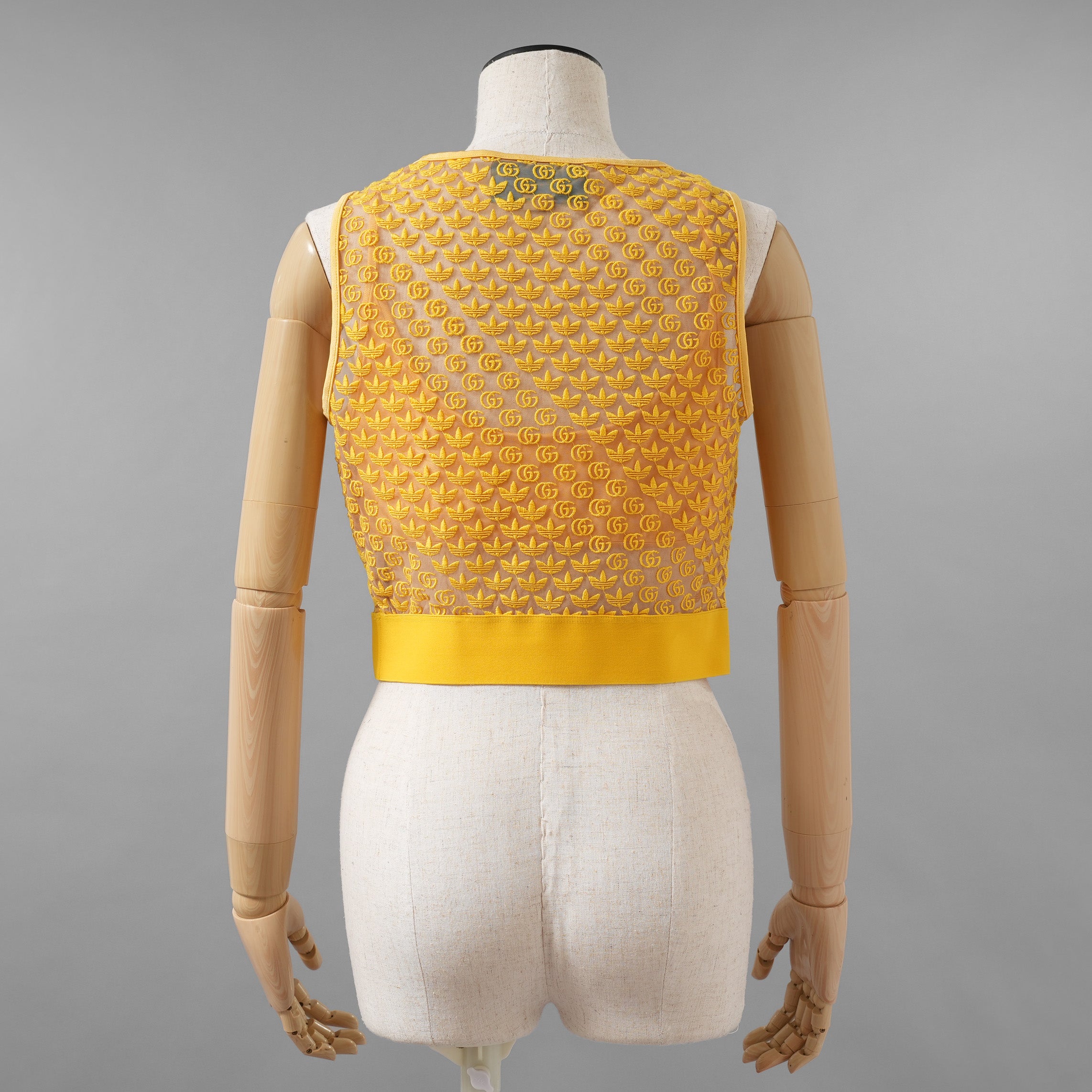 GUCCI × adidas グッチ × アディダス コラボ / 美品 22SS GG Tulle Top Yellow チュールトップ タンクトップ / size L (YELLOW) レディース