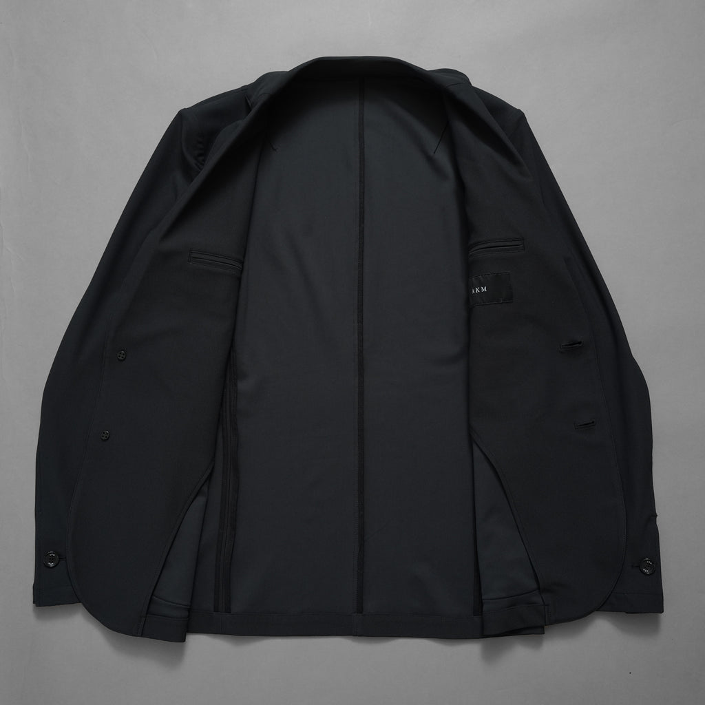 未使用 AKM エイケーエム / 25SS FULLDUL PERL TORICOT JERSEY SWING EASY JACKET  定番  テーラード ジャケット /B475 PET148 / size S (BLACK) 123053-alm