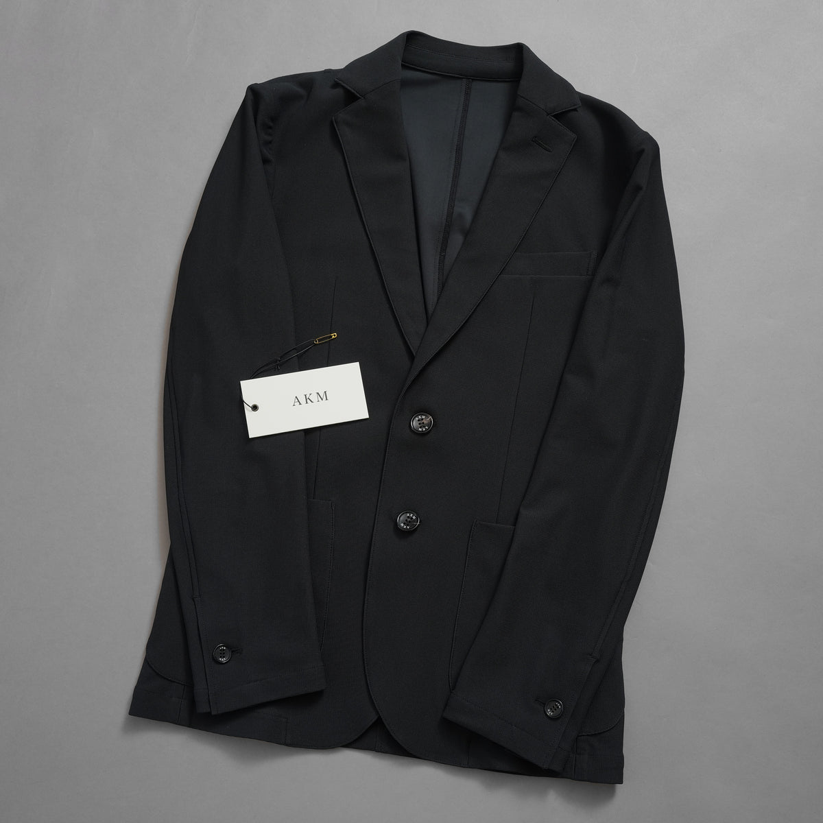 未使用 AKM エイケーエム / 25SS FULLDUL PERL TORICOT JERSEY SWING EASY JACKET  定番  テーラード ジャケット /B475 PET148 / size S (BLACK) 123053-alm