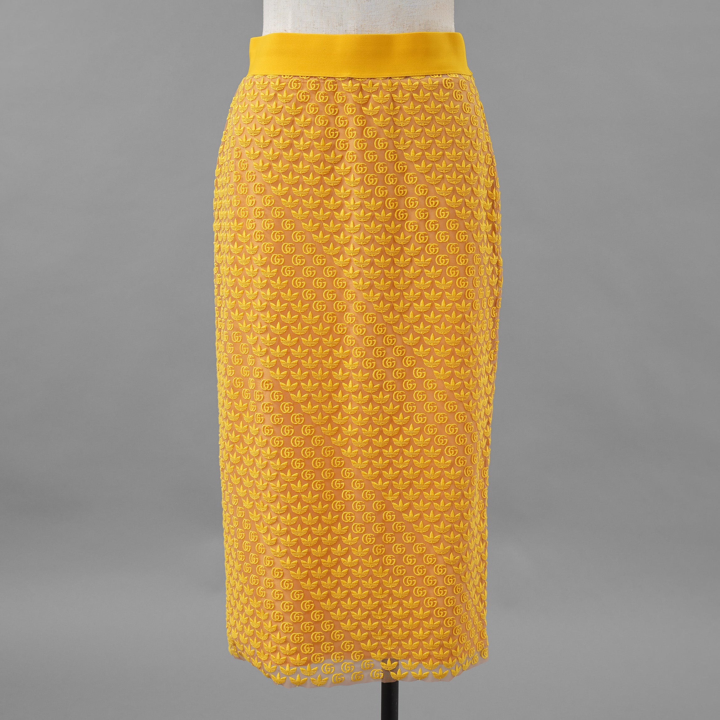 GUCCI × adidas グッチ × アディダス コラボ / 美品 22SS GG Tulle Top Yellow チュールミディ スカート / size M (YELLO) レディース