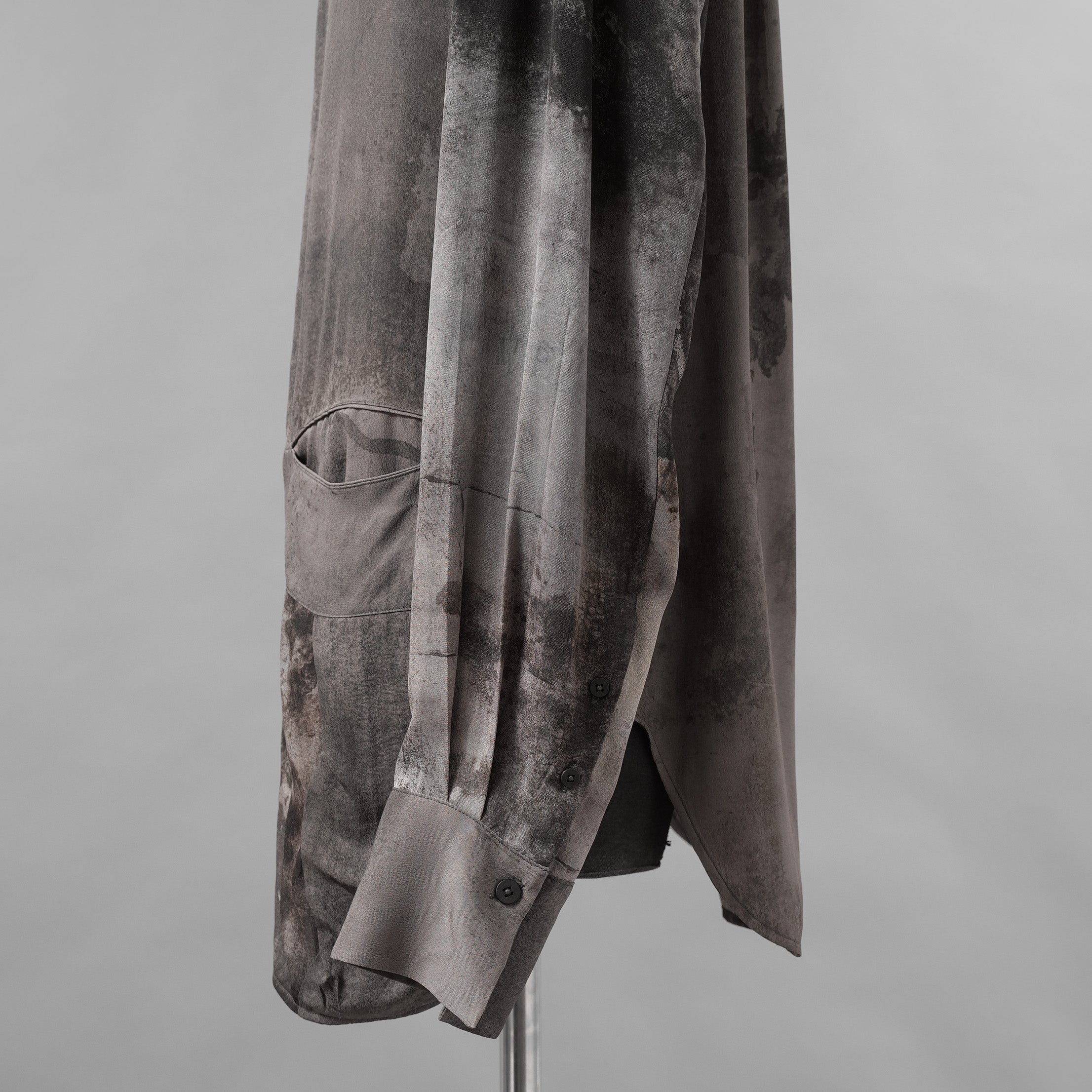 ZIGGY CHEN ジギーチェン / 美品 25AW DIGITAL PRINT WAVE-SHAPED SHIRT シルク長袖シャツ / 0M2530714 / size 46 (MIX GRAY)