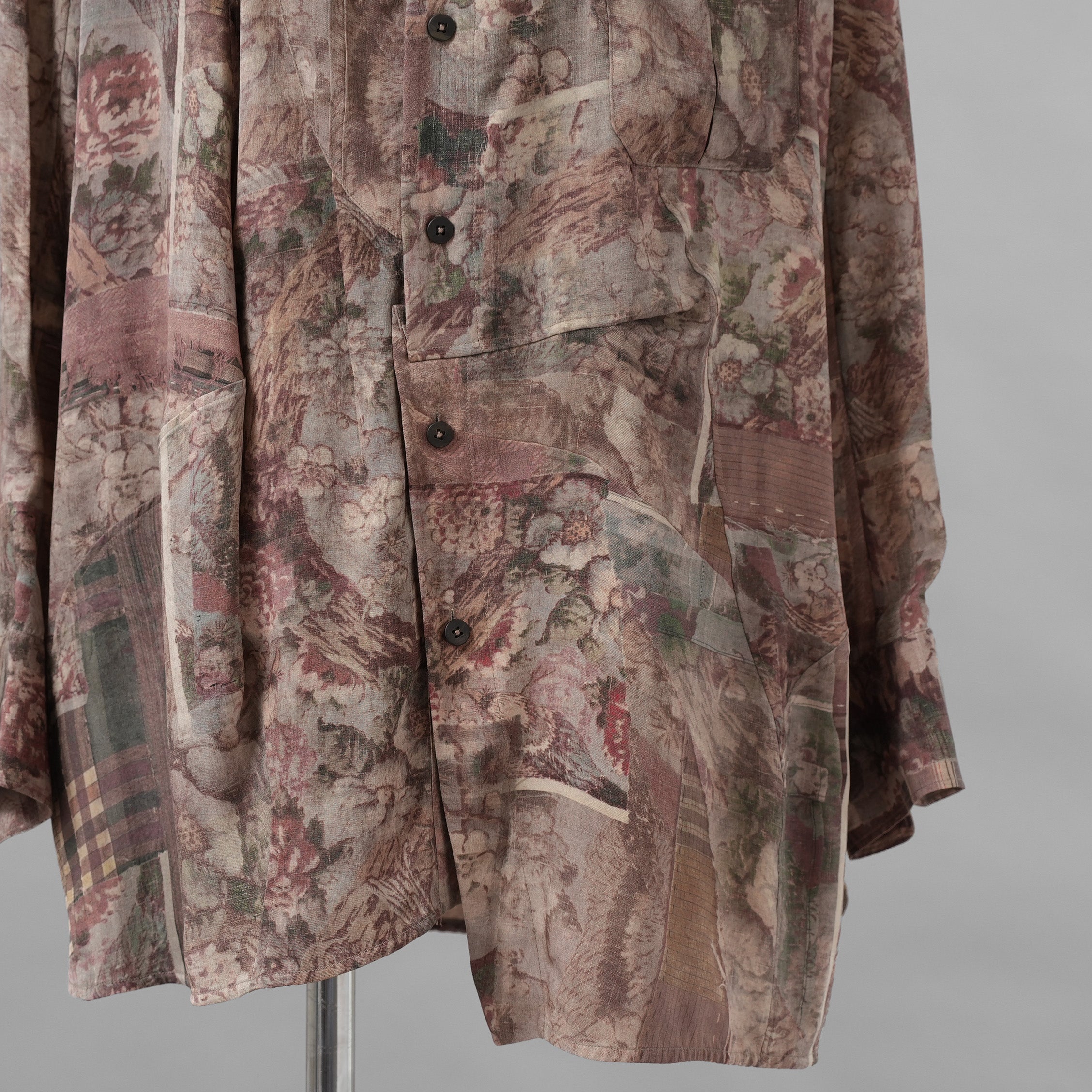 ZIGGY CHENジギーチェン / 美品 24AW Asymmetric Pleated Shirt シルク 長袖シャツ / 0M2430732 / size 44 (MULTICOLOR)