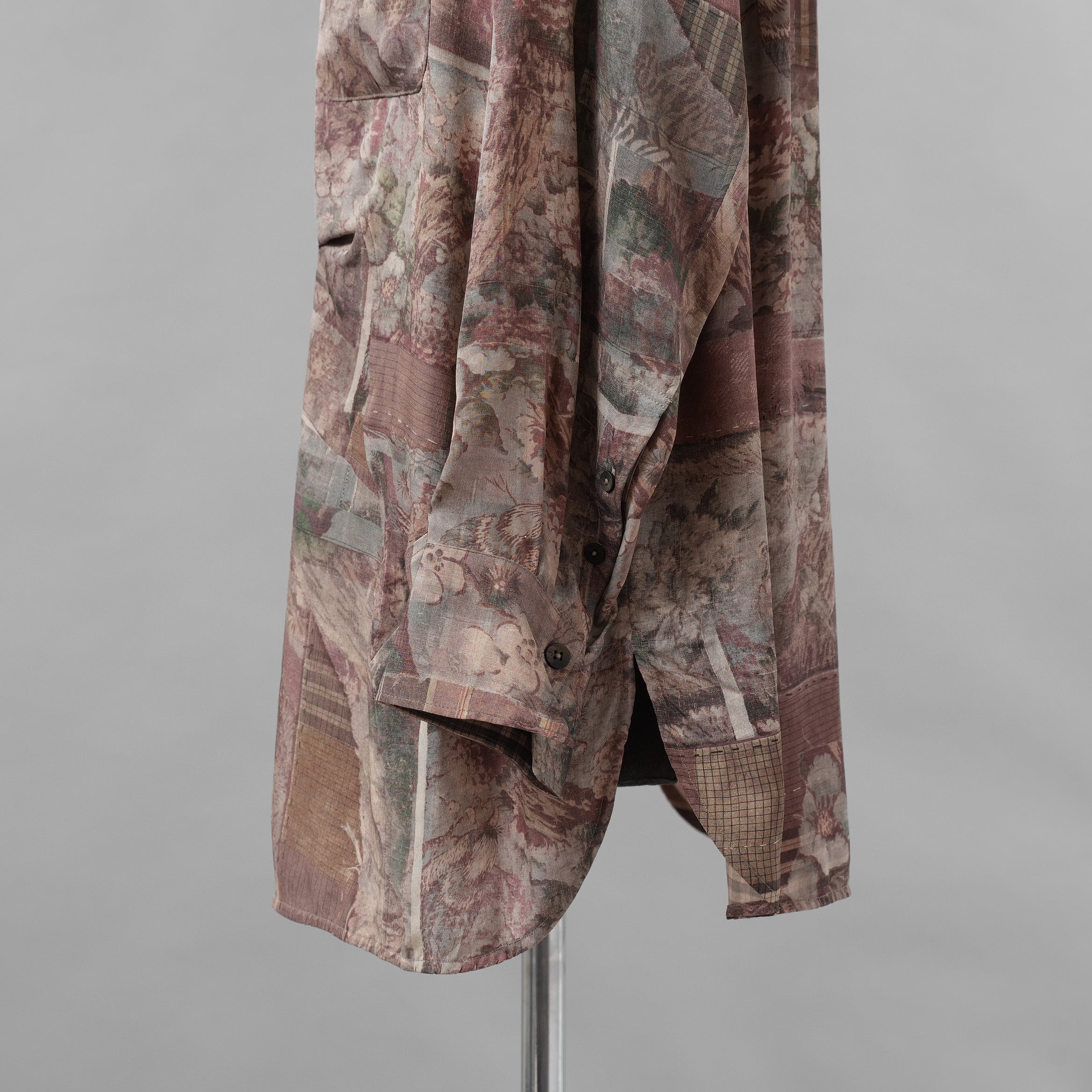 ZIGGY CHEN ジギーチェン / 美品 24AW Asymmetric Pleated Shirt シルク 長袖シャツ / 0M2430732 / size 44 (MULTI COLOR)