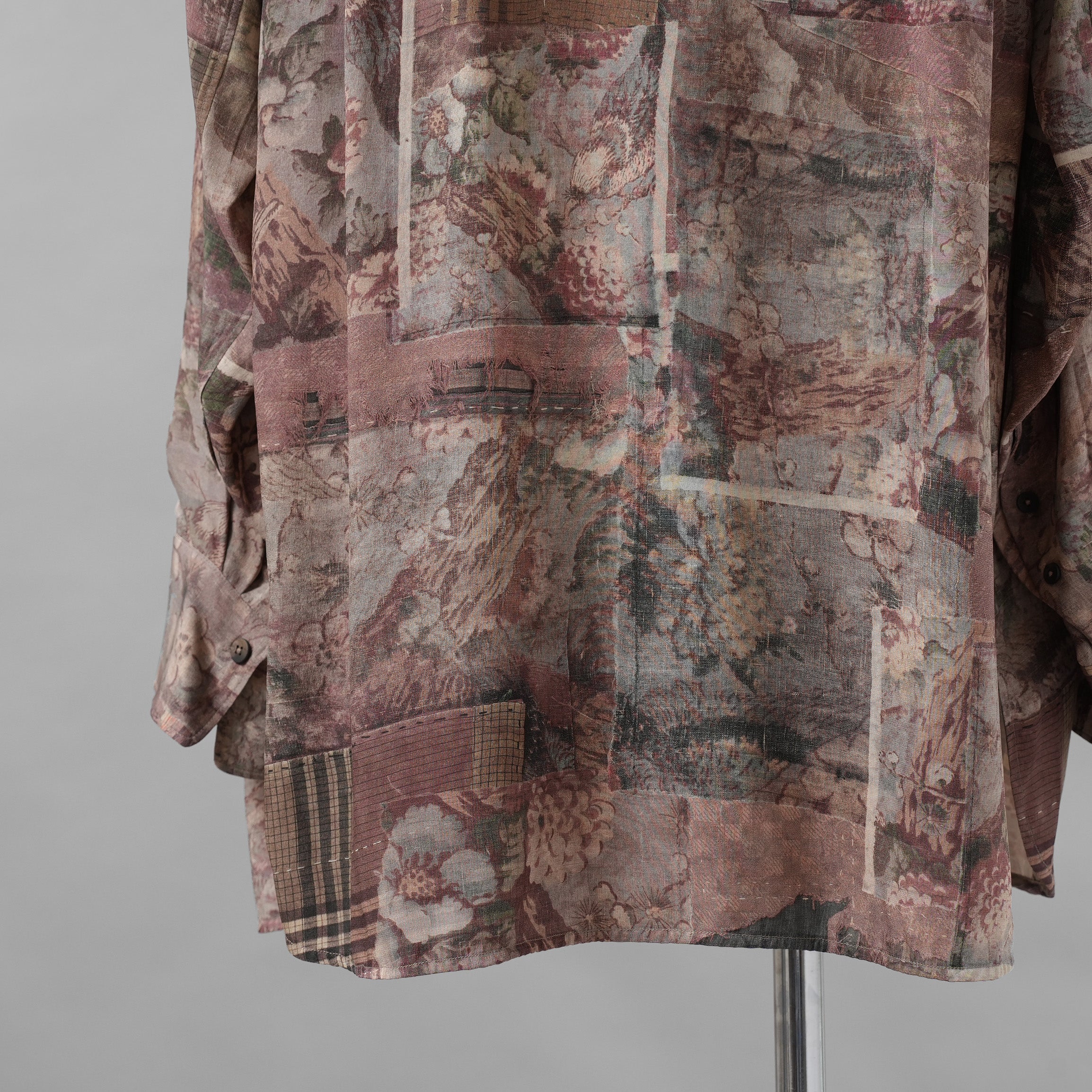 ZIGGY CHEN ジギーチェン / 美品 24AW Asymmetric Pleated Shirt シルク 長袖シャツ / 0M2430732 / size 44 (MULTI COLOR)