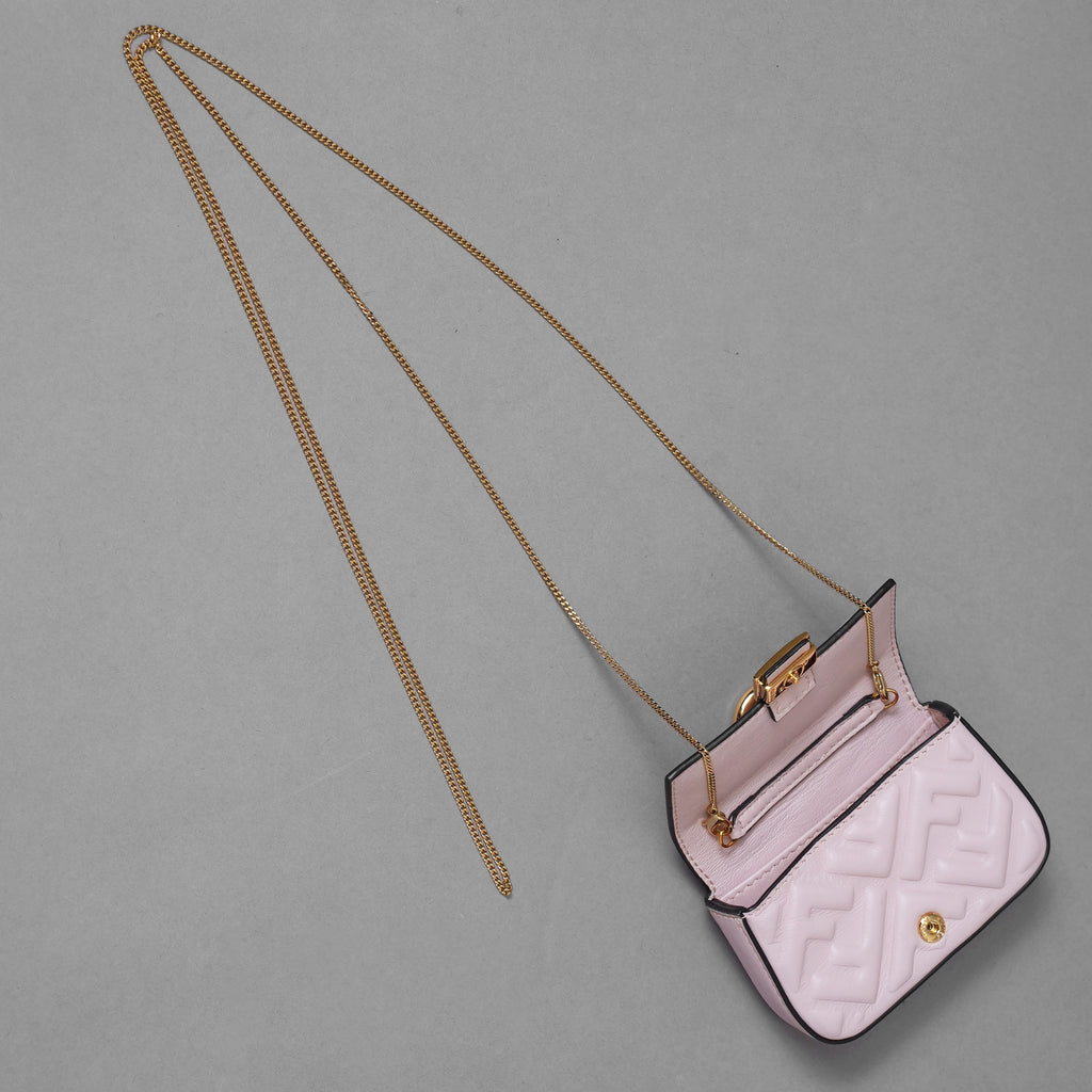 FENDI フェンディ / 美品 19 ナノ バゲット チャーム ショルダーポーチ アクセサリー / 7AR844 -AAJD-209-0189 / PINK BEIGE レディース 352145-izm