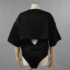 KANAKO SAKAI カナコ サカイ / 美品 24SS SATIN BODYSUIT サテン ボディスーツ 半袖Tシャツ / KS2401035 / size 36 ( BLACK ) レディース
