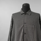 A.F ARTEFACT / 美品 25SS LOOSEY OVER SHIRT / HERRINGBONE LINEN STRIPE / 長袖シャツ / size 1 (BLACK×L.GREY)