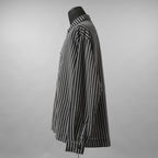 A.F ARTEFACT / 美品 25SS LOOSEY OVER SHIRT / HERRINGBONE LINEN STRIPE / 長袖シャツ / size 1 (BLACK×L.GREY)