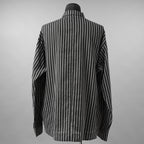 A.F ARTEFACT / 美品 25SS LOOSEY OVER SHIRT / HERRINGBONE LINEN STRIPE / 長袖シャツ / size 1 (BLACK×L.GREY)