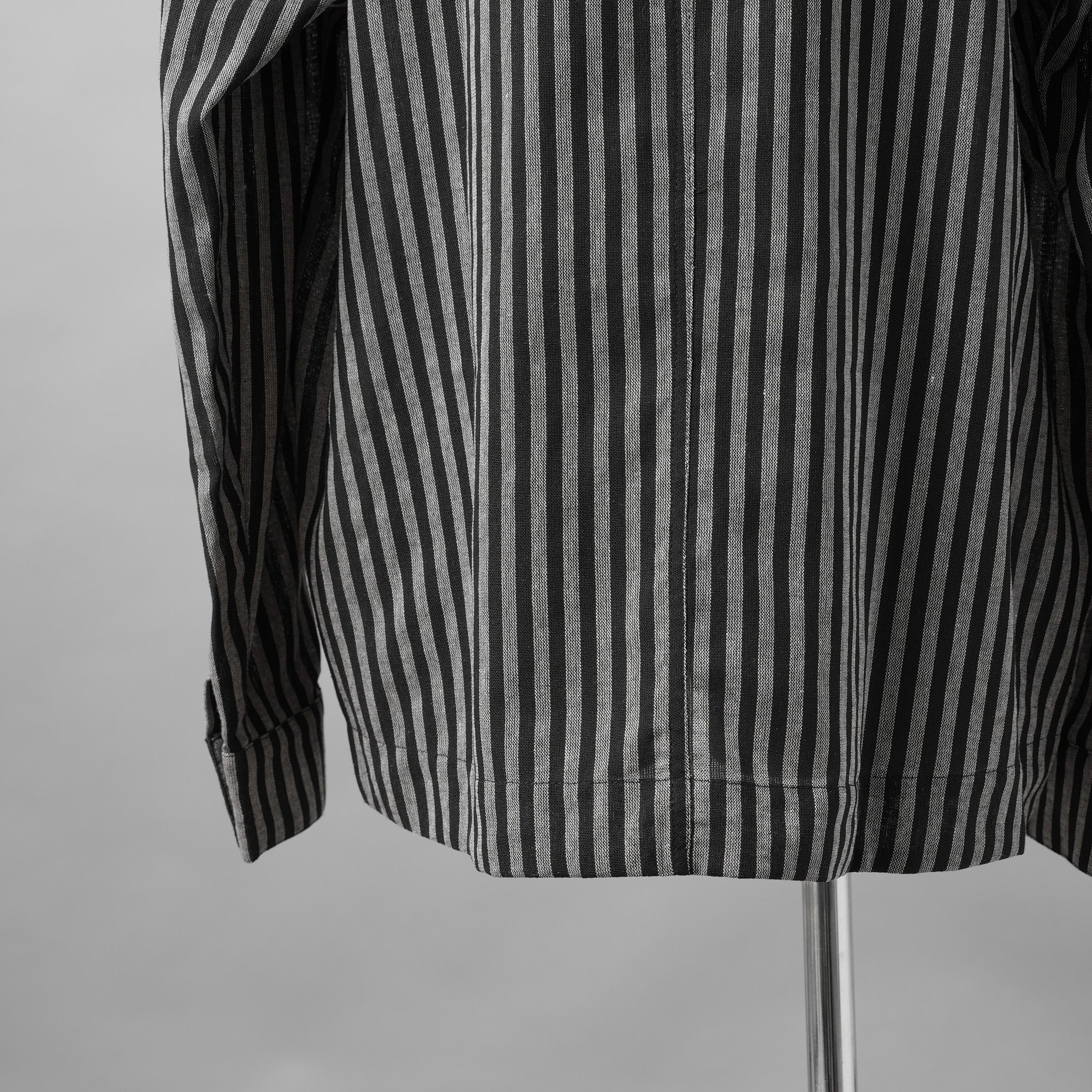 A.F ARTEFACT / 美品 25SS LOOSEY OVER SHIRT / HERRINGBONE LINEN STRIPE / 長袖シャツ / size 1 (BLACK×L.GREY)
