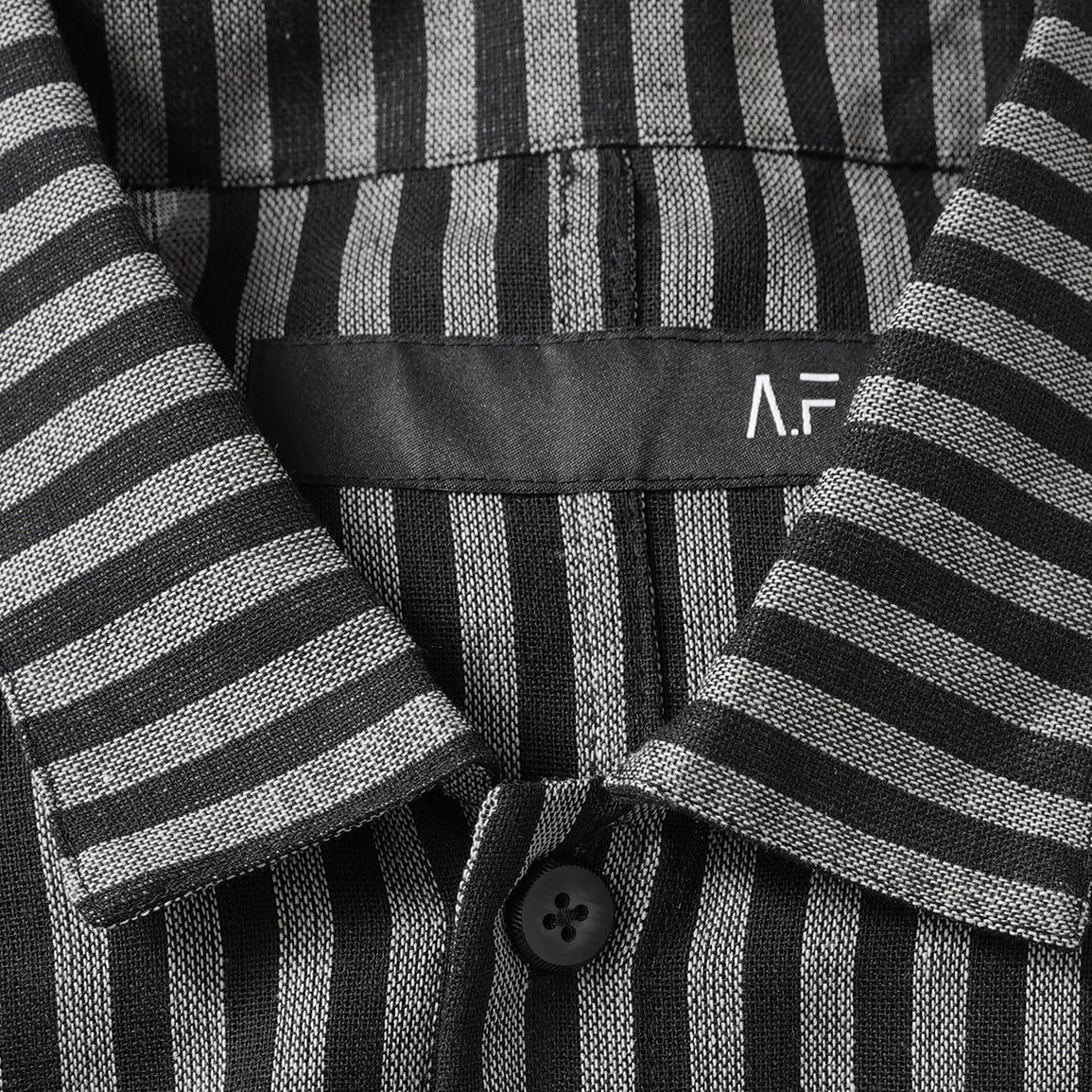 A.F ARTEFACT / 美品 25SS LOOSEY OVER SHIRT / HERRINGBONE LINEN STRIPE / 長袖シャツ / size 1 (BLACK×L.GREY)