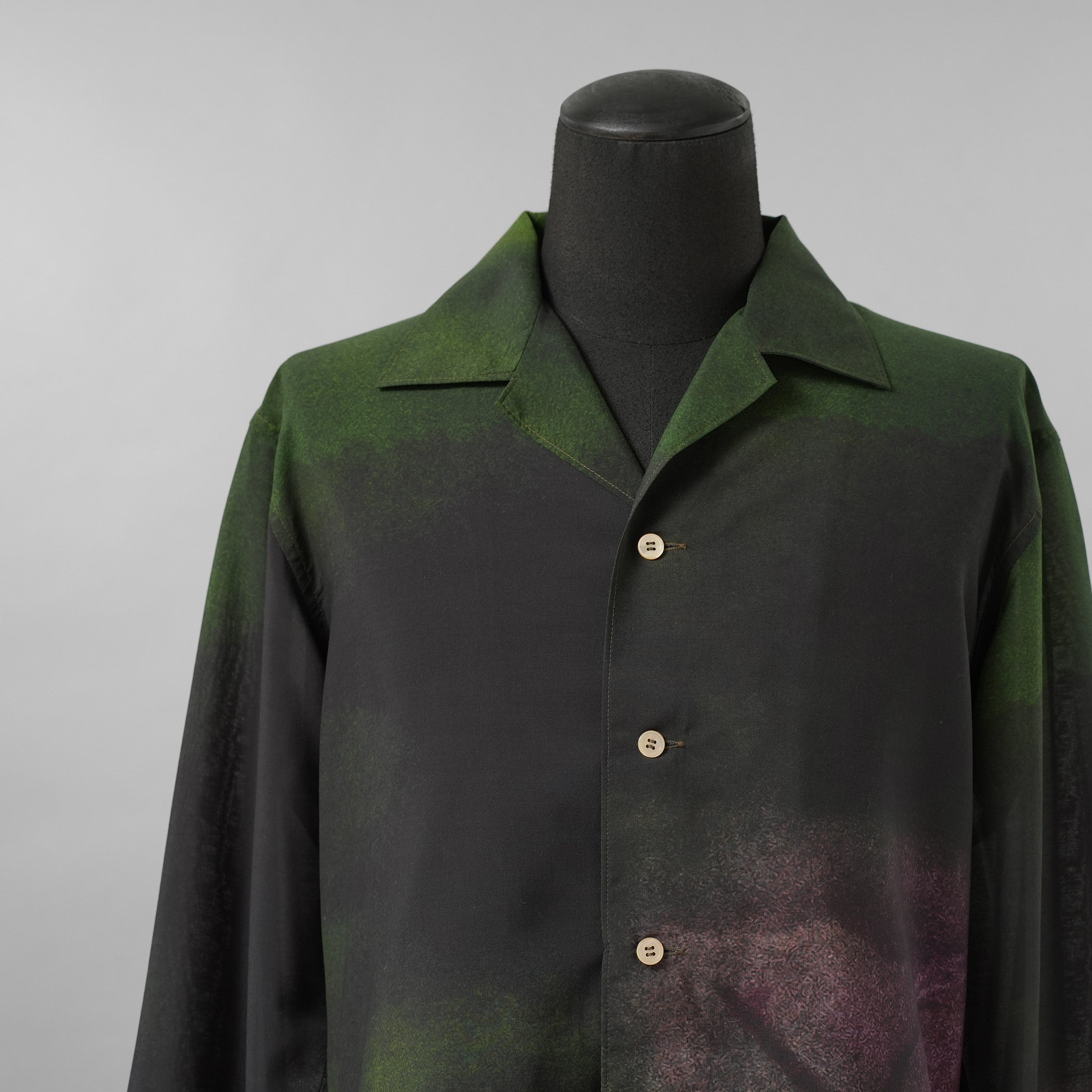 BED J.W. FORD ベッドフォード / 美品 22SS IWAMOTO Blouse オープンカラーシャツ 長袖シャツ / 22SS-B-BL09 / size 1 (GREEN)