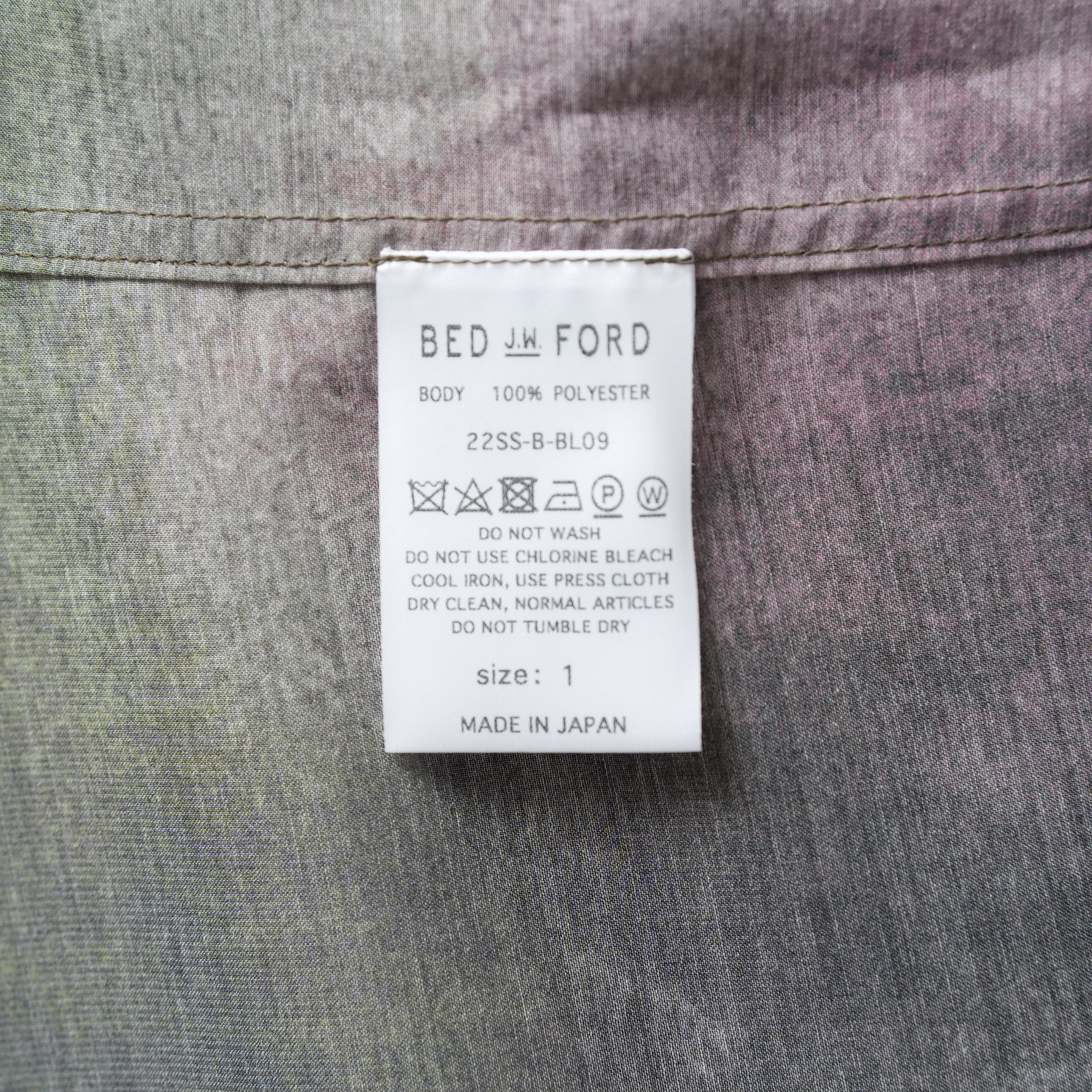 BED J.W. FORD ベッドフォード / 美品 22SS IWAMOTO Blouse オープンカラーシャツ 長袖シャツ / 22SS-B-BL09 / size 1 (GREEN)