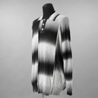 Feng Chen Wang フェンチェンワン / 美品 24SS DECONSTRUCTED GRADIENT KNIT-POLO ニット / FUS17KT03 / size XS (BLACK)
