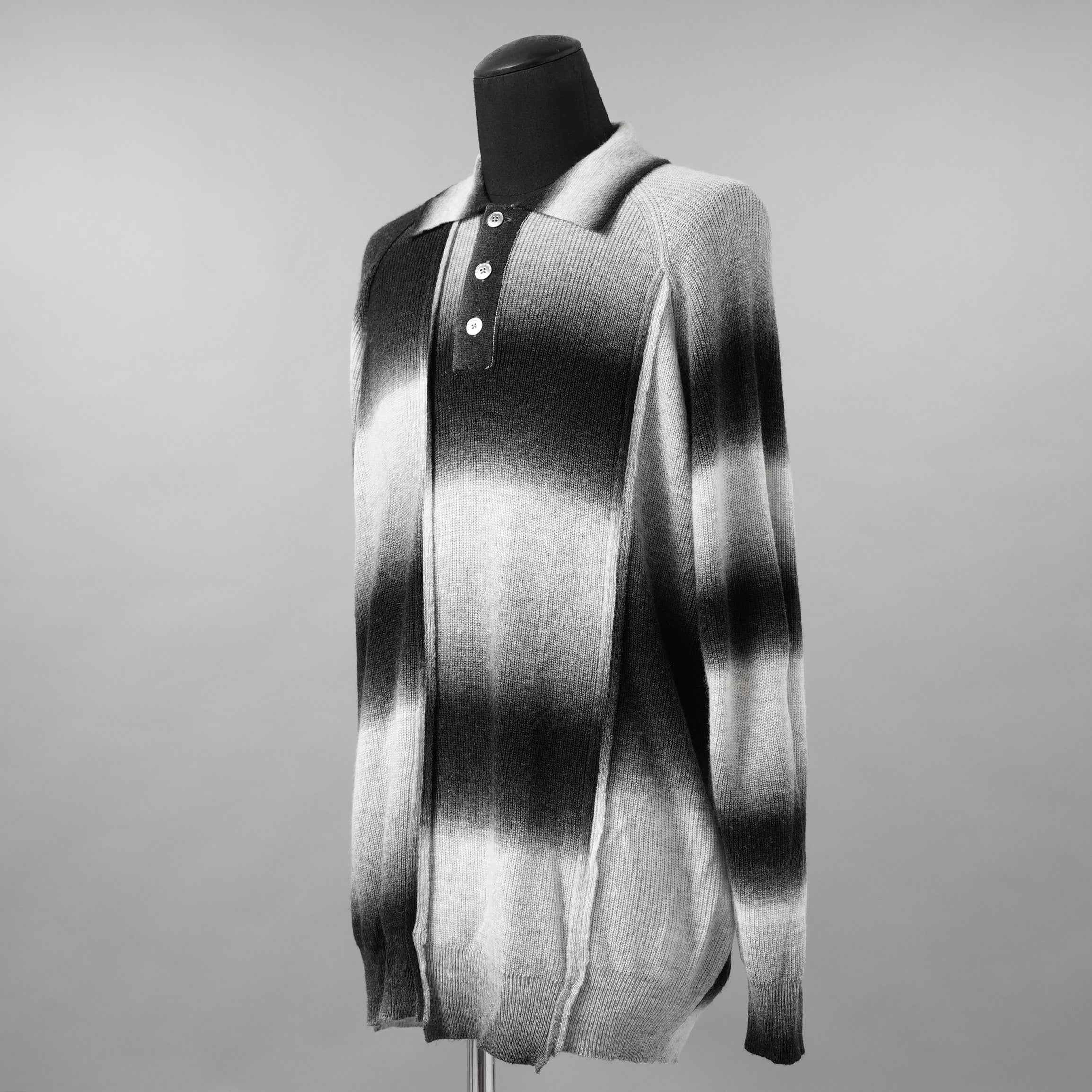 Feng Chen Wang フェンチェンワン / 美品 24SS DECONSTRUCTED GRADIENT KNIT-POLO ニット / FUS17KT03 / size XS (BLACK)