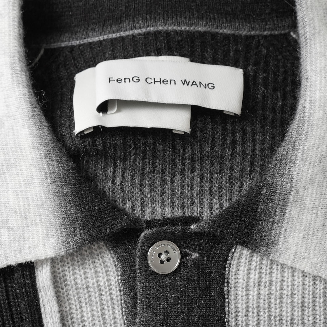 Feng Chen Wang フェンチェンワン / 美品 24SS DECONSTRUCTED GRADIENT KNIT-POLO ニット / FUS17KT03 / size XS (BLACK)