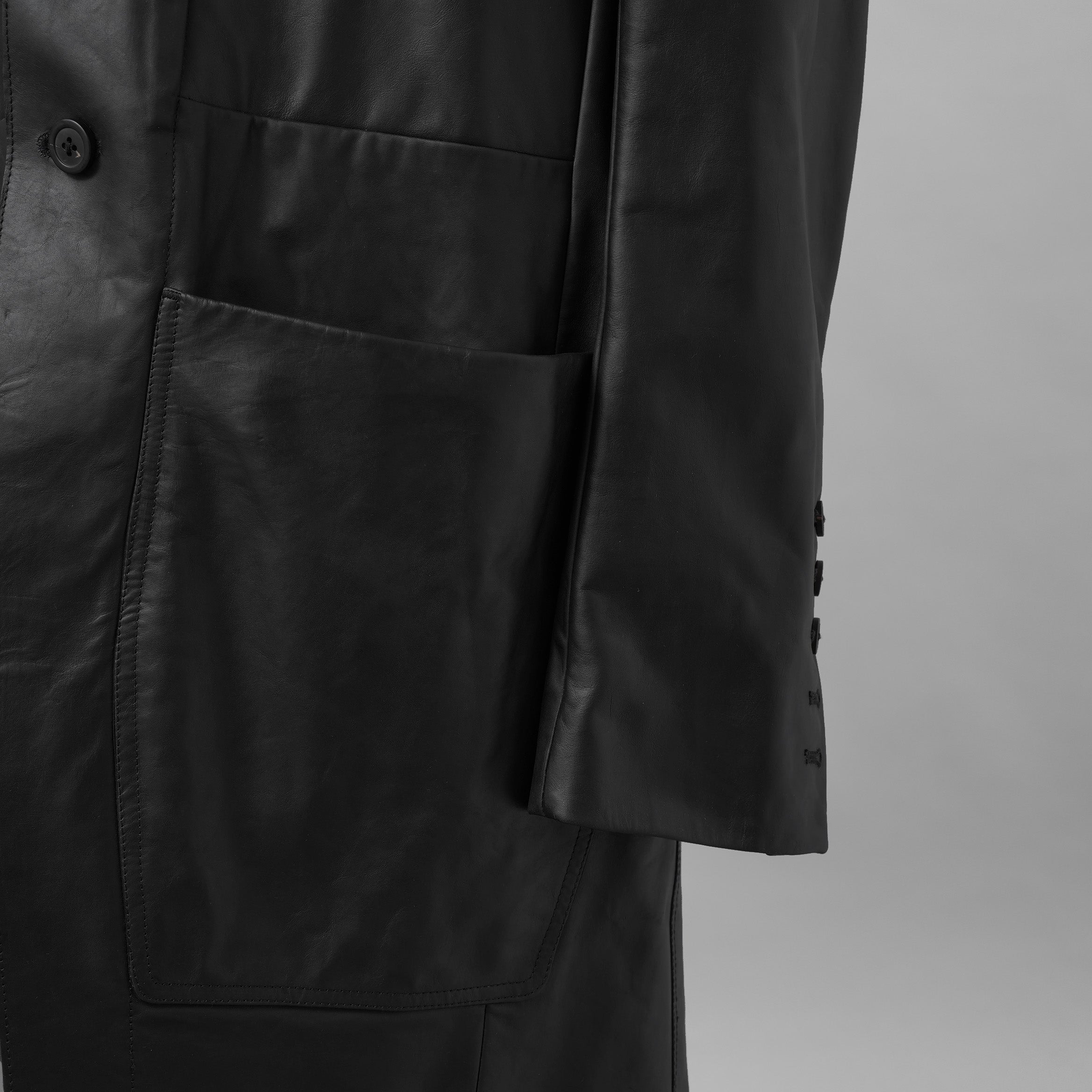 新品 Rick Owens リック オウエンス / 24SS LIDO / FOG Pocket Lido Leather Jacket / オイルカーフ レザー ジャケット / RU01D3723LOY / size 48 (BLACK)