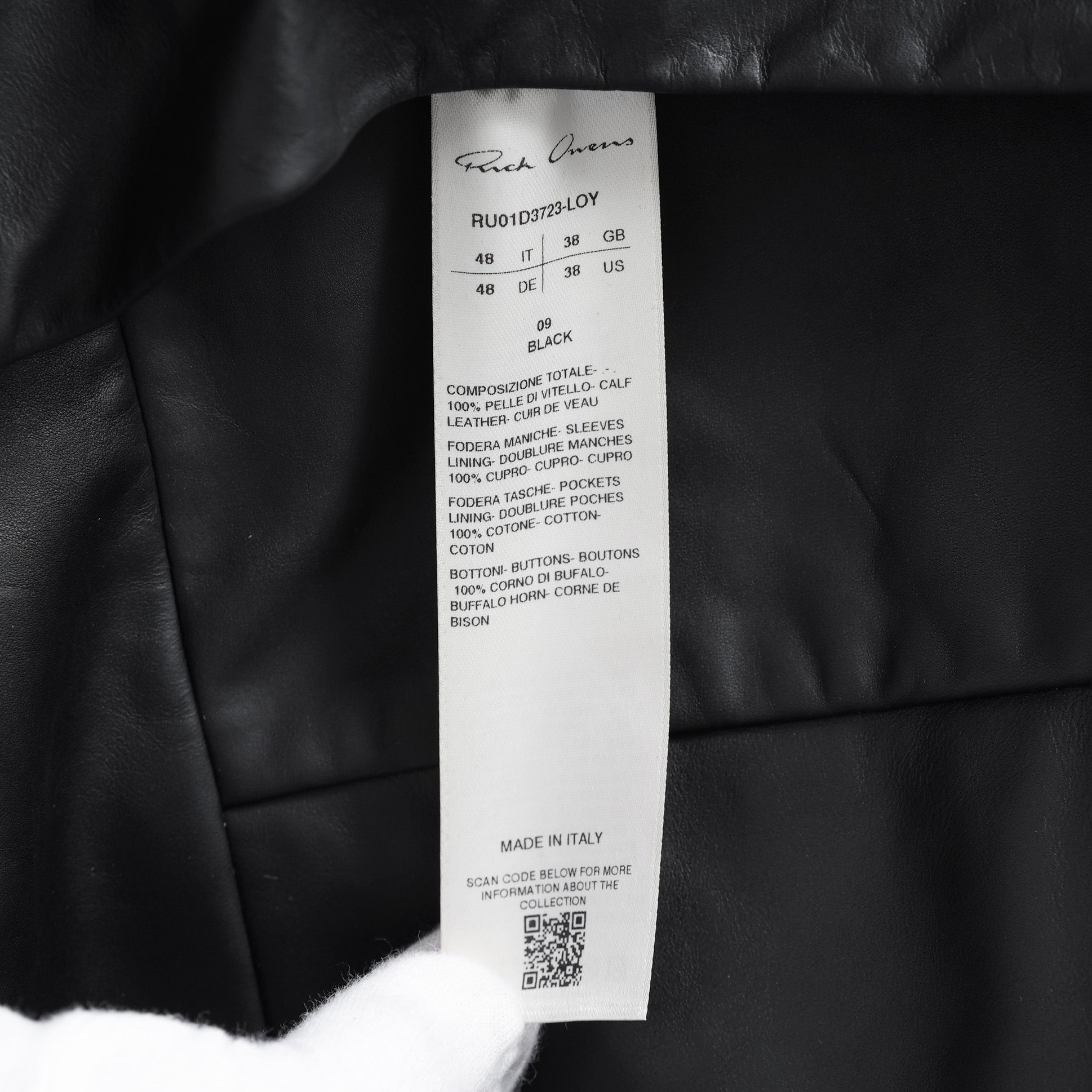 新品 Rick Owens リック オウエンス / 24SS LIDO / FOG Pocket Lido Leather Jacket / オイルカーフ レザー ジャケット / RU01D3723LOY / size 48 (BLACK)