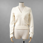 FENDI フェンディ / 21SS フェイクポケット コットン Vネック ニット / FZX625 AF4R / size 42 (WHITE) レディース
