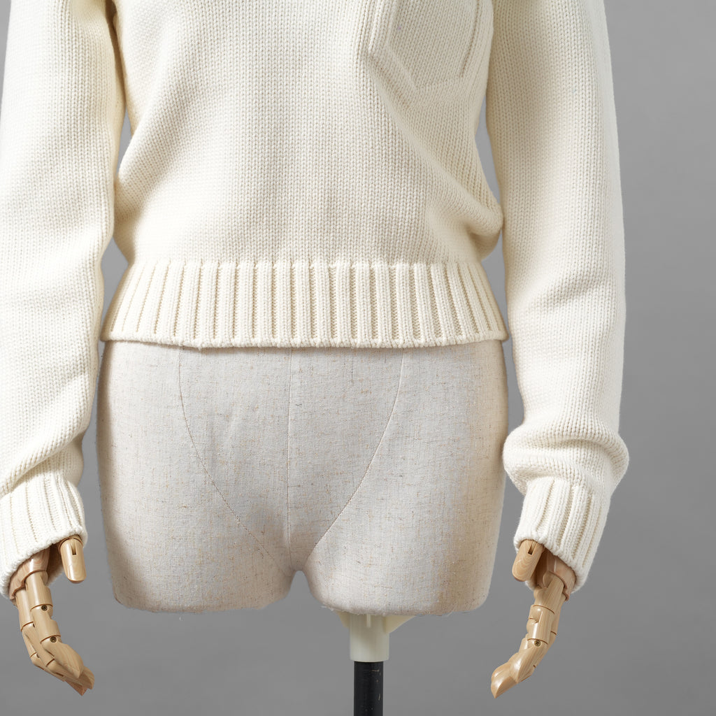 FENDI フェンディ / 21SS フェイクポケット コットン Vネック ニット / FZX625 AF4R / size 42 (WHITE) レディース