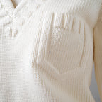 FENDI フェンディ / 21SS フェイクポケット コットン Vネック ニット / FZX625 AF4R / size 42 (WHITE) レディース