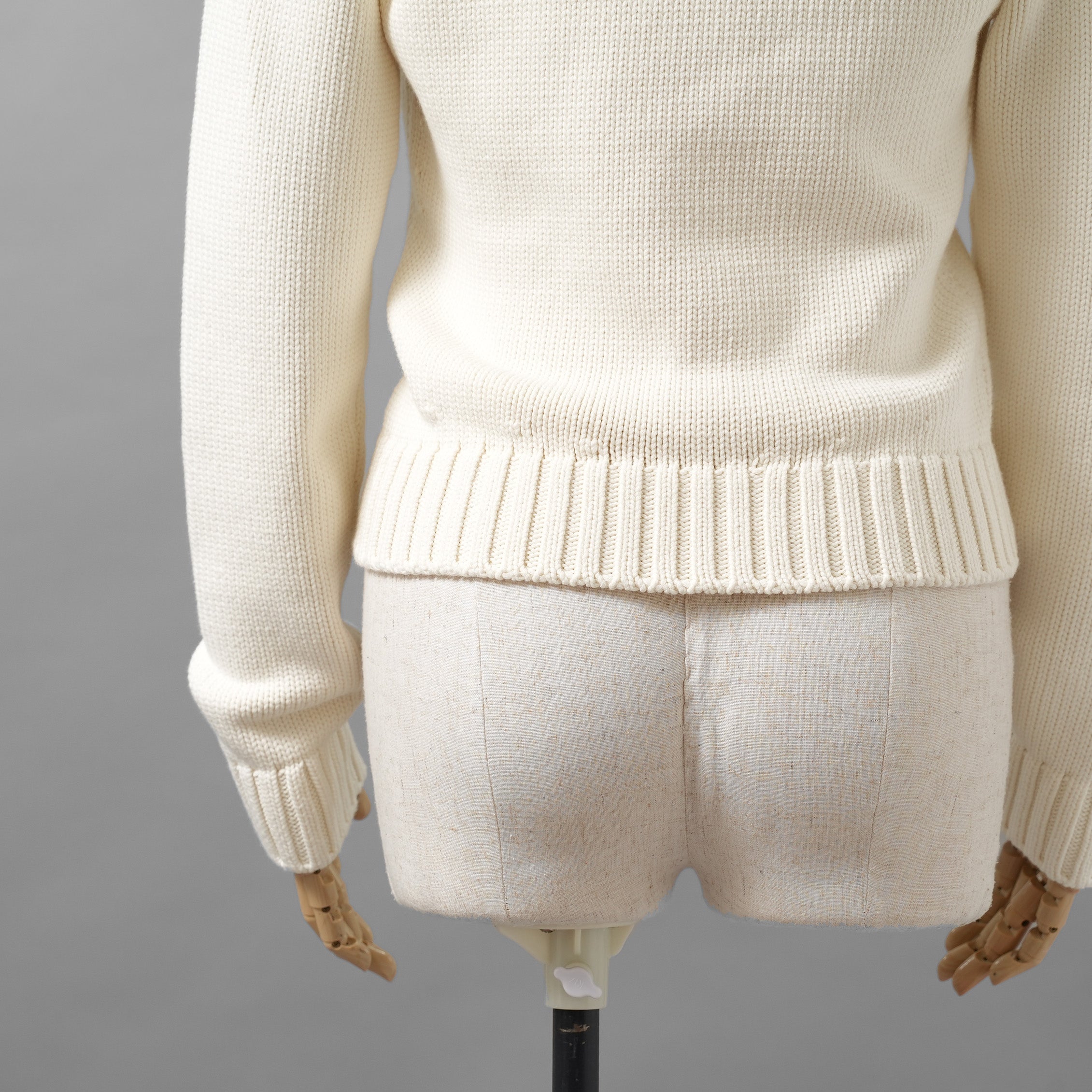 FENDI フェンディ / 21SS フェイクポケット コットン Vネック ニット / FZX625 AF4R / size 42 (WHITE) レディース